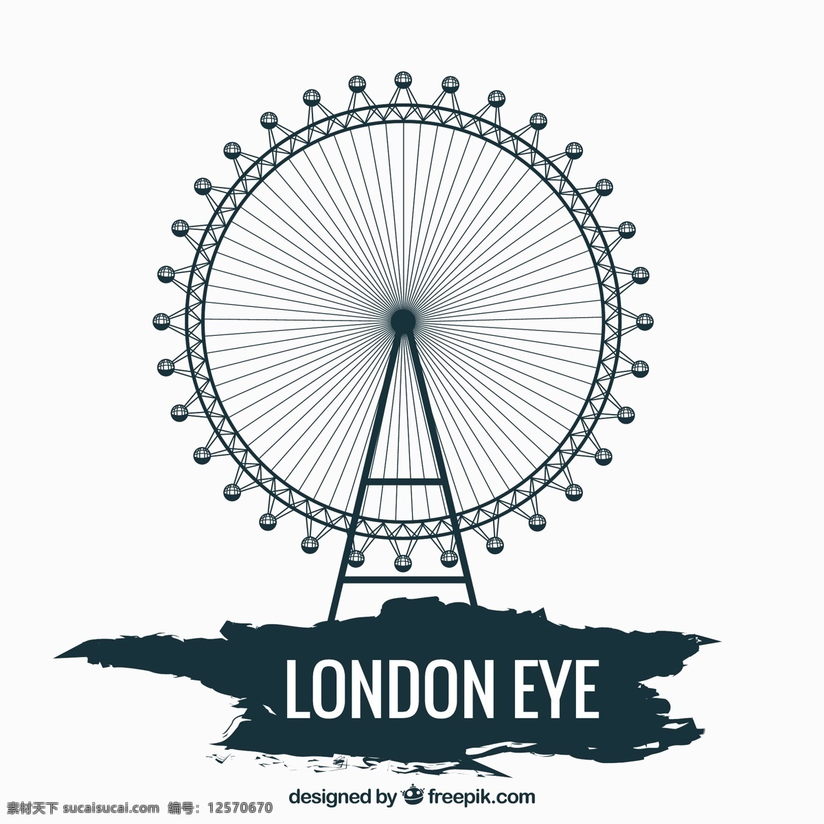 伦敦城市剪影 剪影 伦敦 车轮 英格兰 纪念碑 伦敦眼 大本