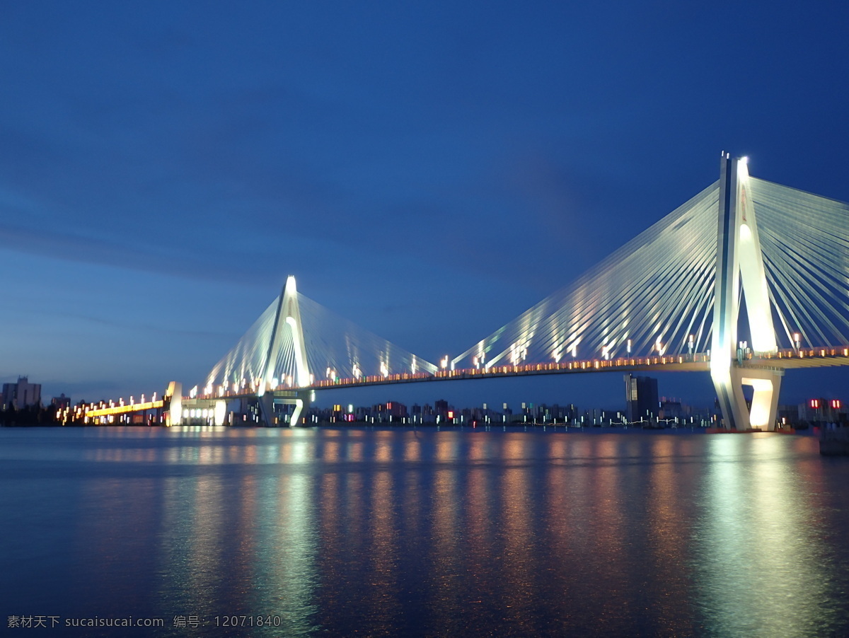世纪大桥 夜晚 桥 海口 大桥 海 灯光 城市 海边 海边城市 自然景观 建筑景观