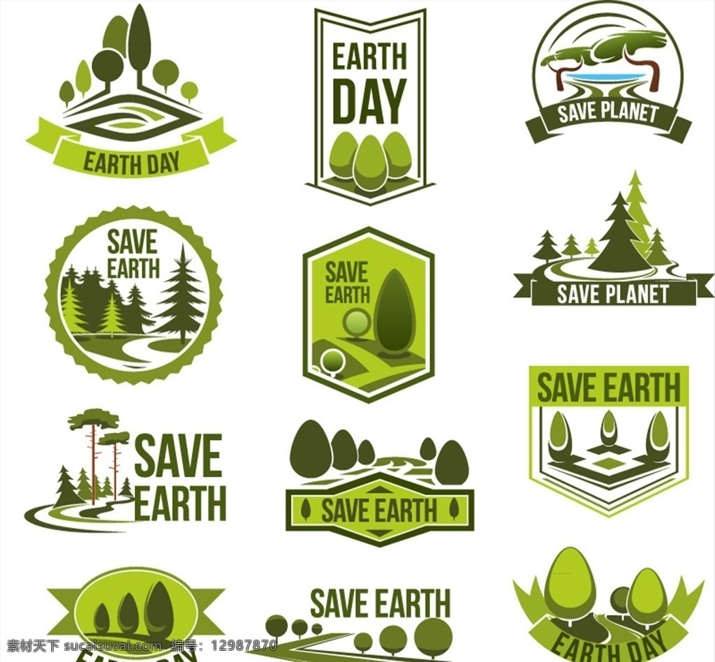 款 绿色 拯救 地球 标志 矢量 河流 森林 植物 树木 拯救地球 环保 文化艺术 节日庆祝