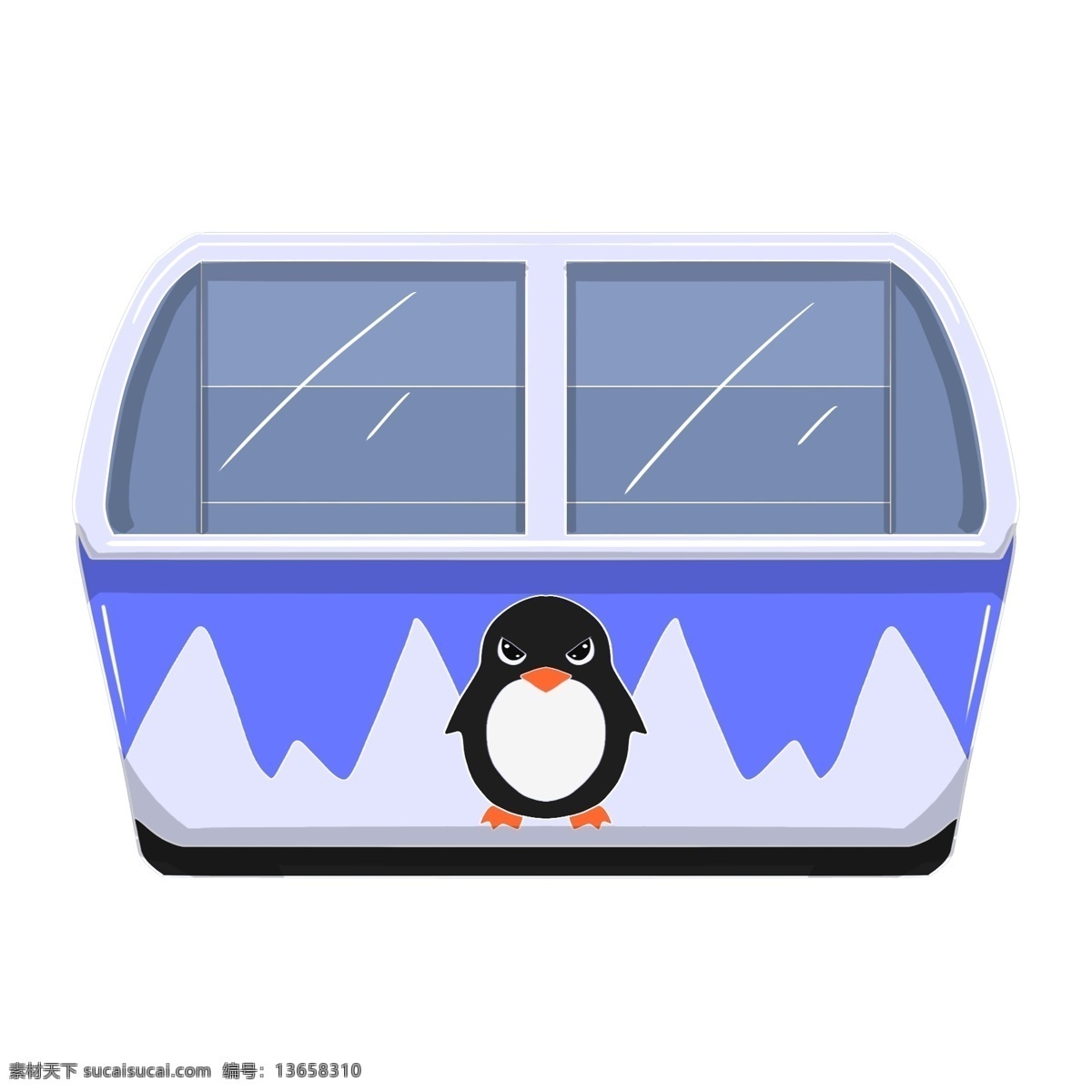 手绘 企鹅 冰柜 插画 家电 冰柜插画 插图 手绘企鹅冰柜 手绘冰柜插画 蓝色冰柜插图