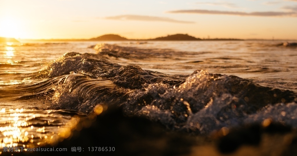 大海 浪花 海水 沙滩 夕阳 风景 自然景观 自然风光
