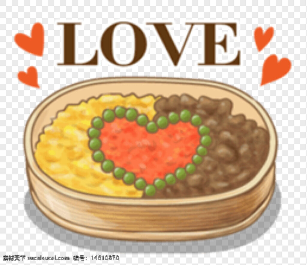 便當(dāng)盒 心形圖案 食物擺盤 插畫風(fēng)格 創(chuàng)意設(shè)計(jì) 餐盒圖片 卡通元素 營養(yǎng)搭配 黃色食材 紅色食材 綠色豌豆 愛心主題 烹飪藝術(shù) 溫馨風(fēng)格