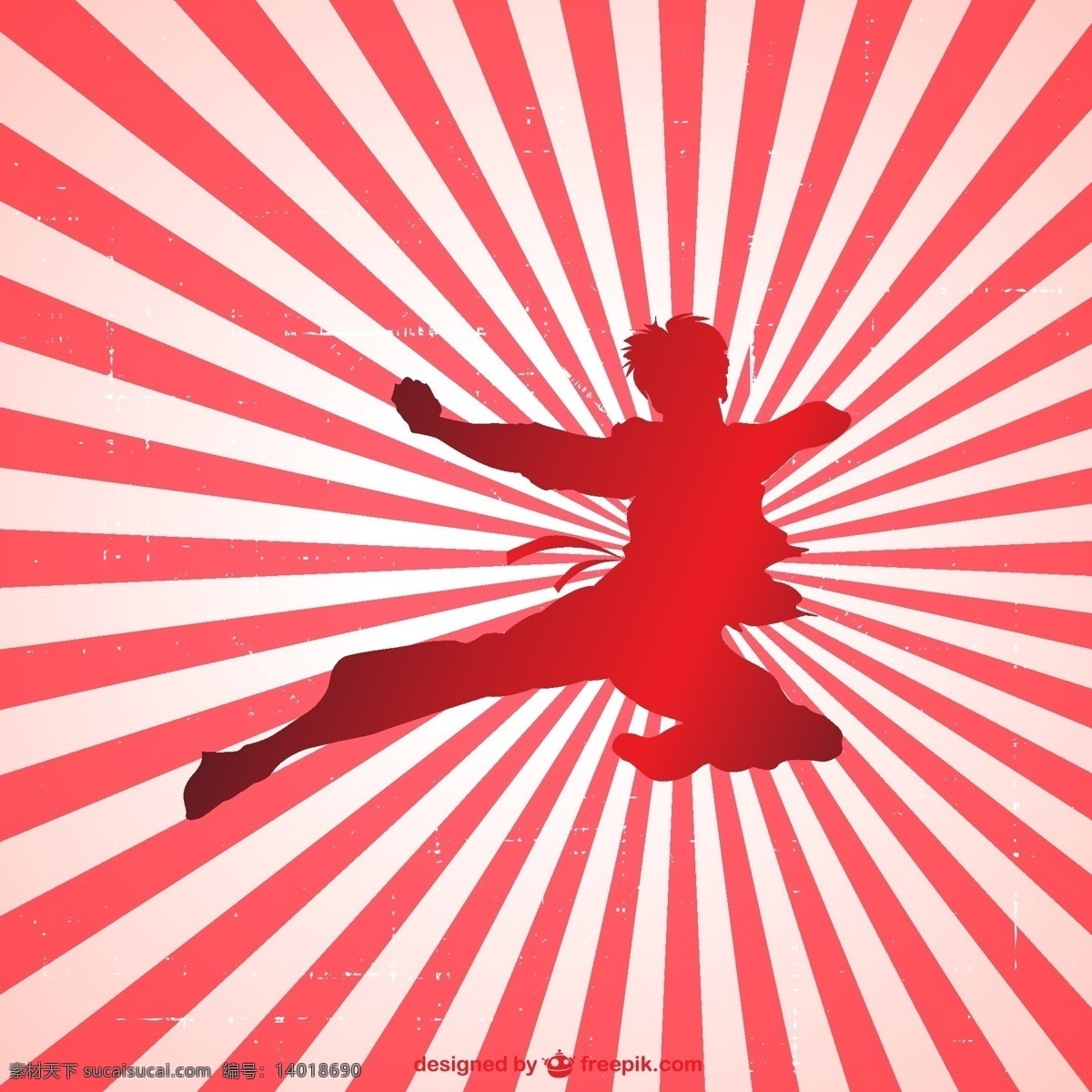 武术剪影矢量 海报 复古 运动 人 健身房 红 艺术剪影 有趣 经典的图形 空气 阳光 空手道冠军 动作 运动员 男 人的剪影 粉色