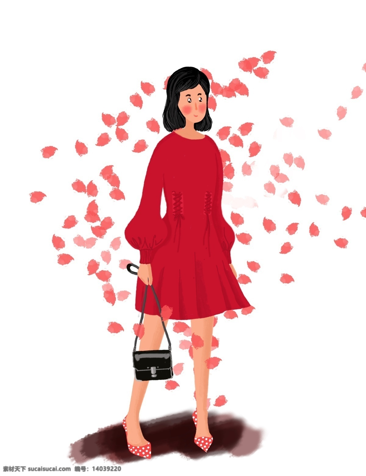 小红 裙 时尚 女孩 ol 职业 少女 分层 秋装 双十一 杂志 红裙 裙子 包包 短发 韩风 购物街