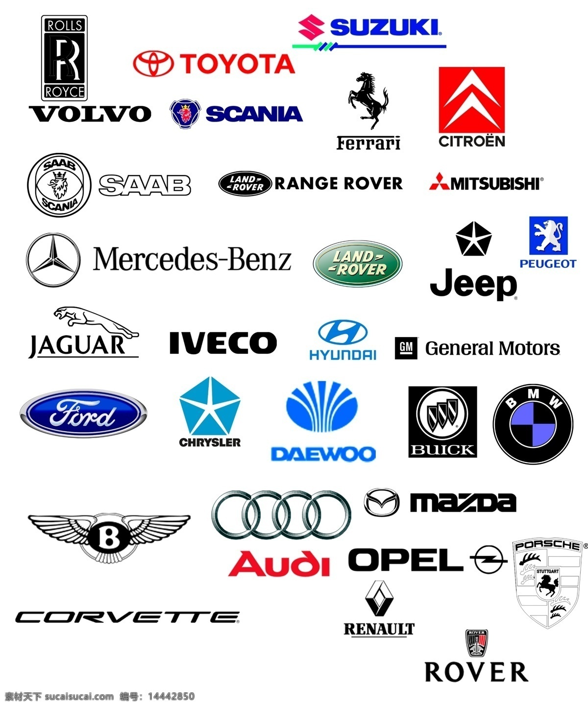 汽車 品牌 logo 汽車品牌 寶馬 　 奔馳 別克 馬自達(dá) 本田 標(biāo)志 大眾 日產(chǎn) 福特 分層 源文件庫