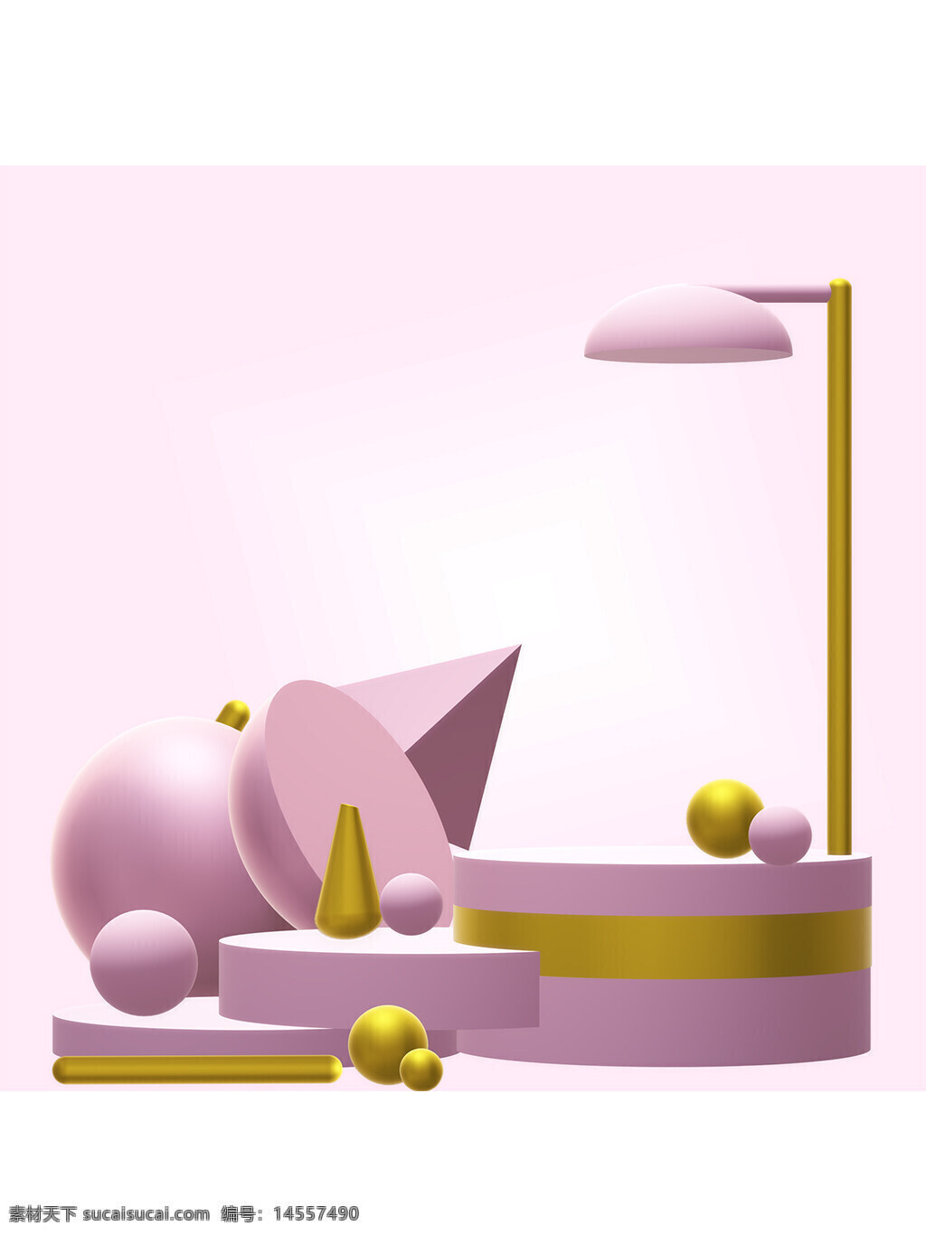 3d 立体 几何 图形 粉色 金色 拼色 展示台 化妆品 现代生活