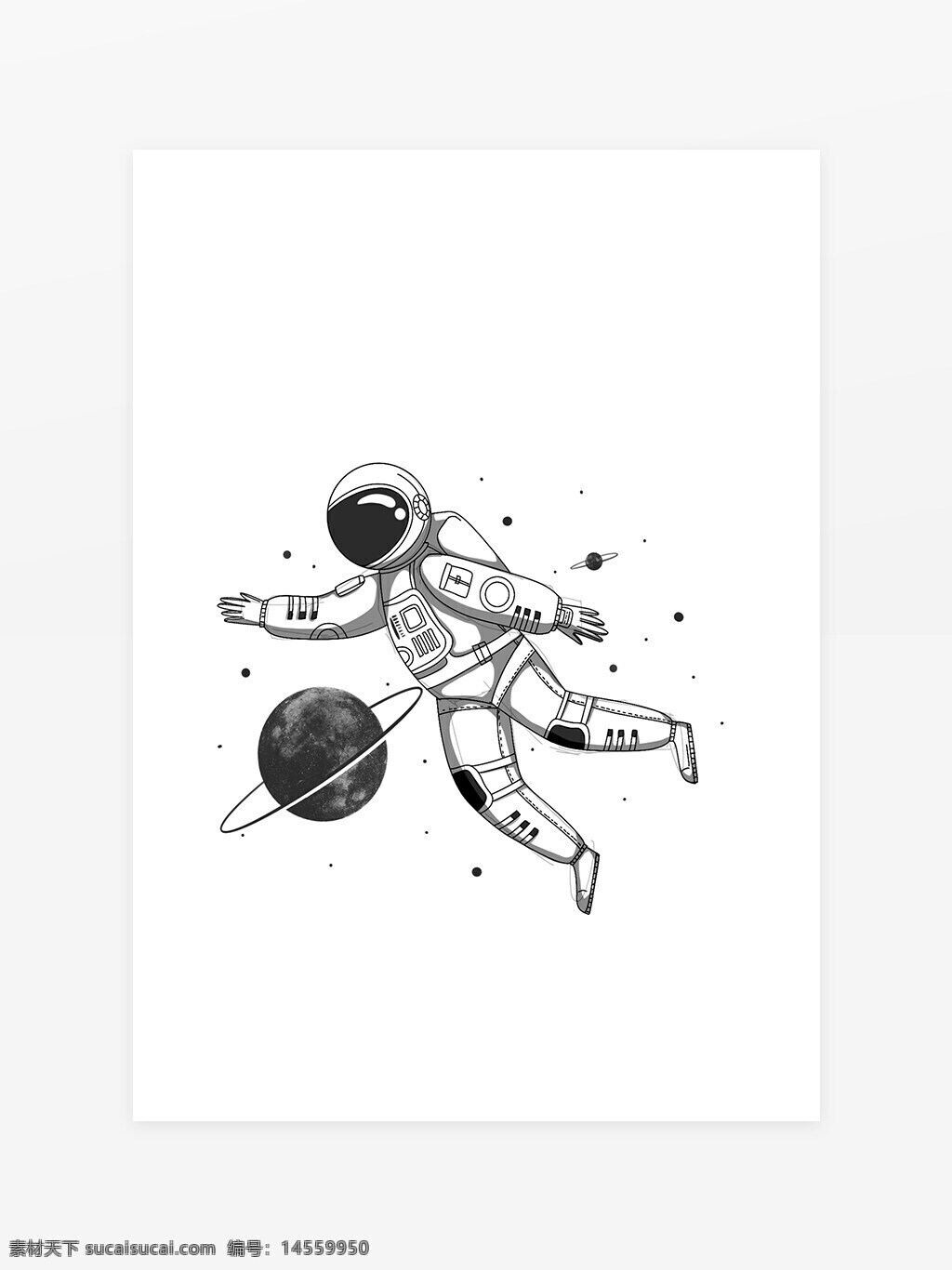 手绘线条宇航员 太空员 太空人 卡通宇航员 天空飞行员