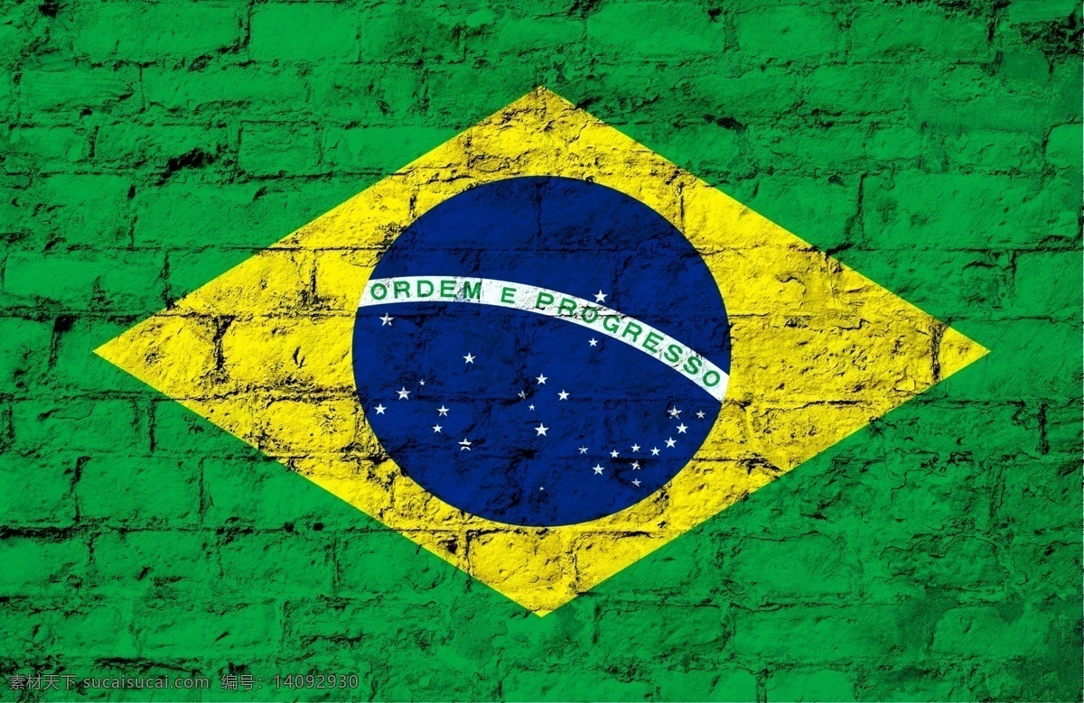 涂 墙上 巴西 国旗 巴西国旗图案 巴西世界杯 足球 运动 体育运动 生活百科 绿色
