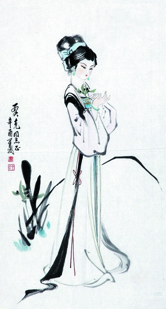 古代仕女图 美术 中国画 彩墨画 女人 仕女 丽人 文化艺术 绘画书法