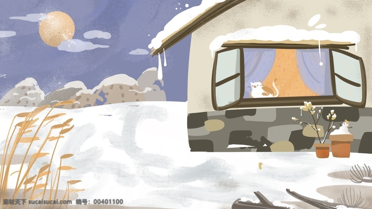 窗外 冬季 雪景 广告 背景 雪地 盆景 背景素材 冬天快乐 广告背景素材 冬天雪景