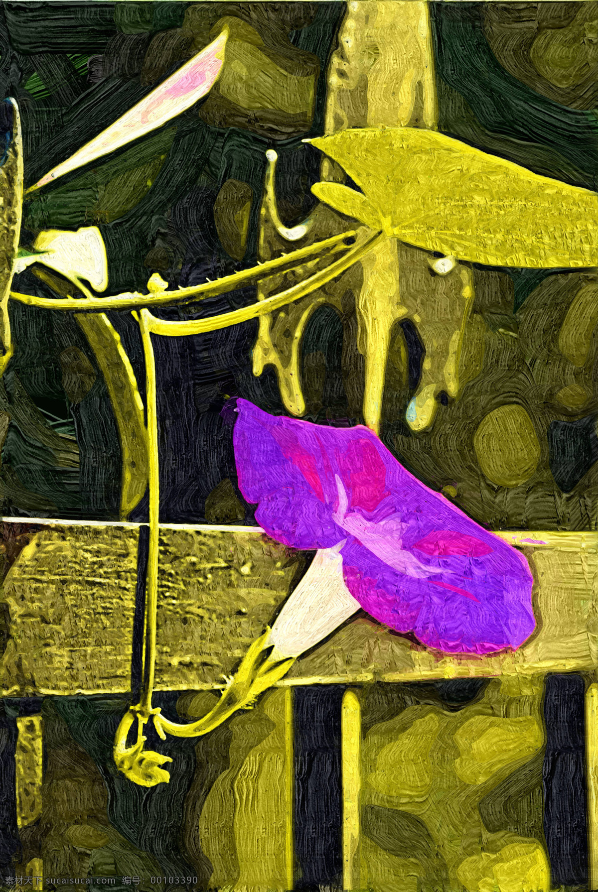 牵牛 花卉 绘画书法 手绘 文化艺术 无框画 油画 装饰画 植物 家居装饰素材
