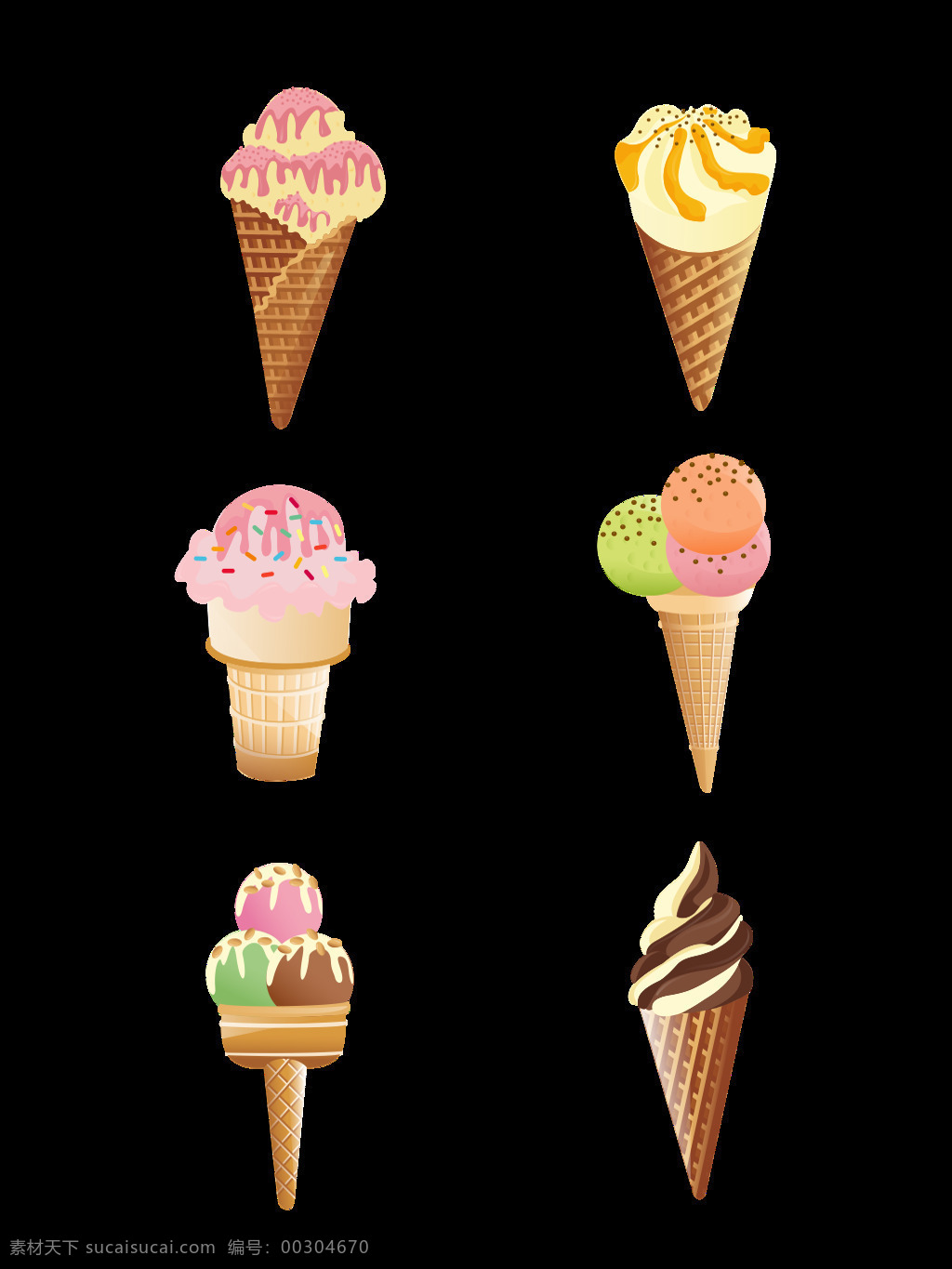 矢量 卡通 可爱 冰淇淋 元素 套 图 卡通可爱 夏天 巧克力 雪糕 美味