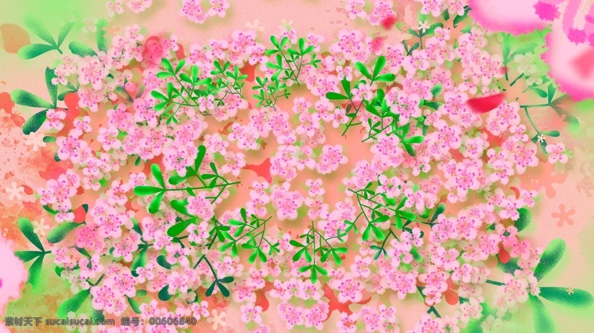 花团锦簇 粉色 花朵 卡通 浪漫 背景