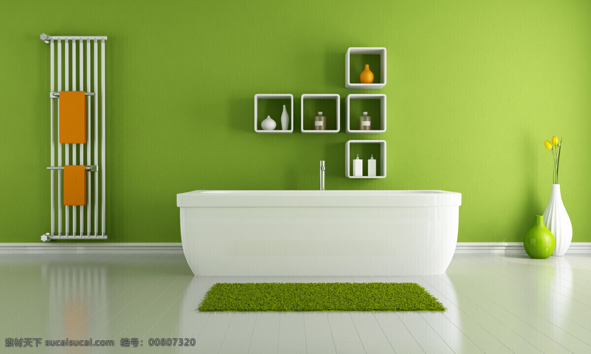 绿色装修风格 绿色墙壁装修 绿色 装修 效果图 绿色风格 浴缸 绿色墙壁
