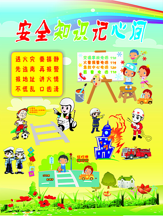 幼儿园 安全知识 小朋友 矢量图