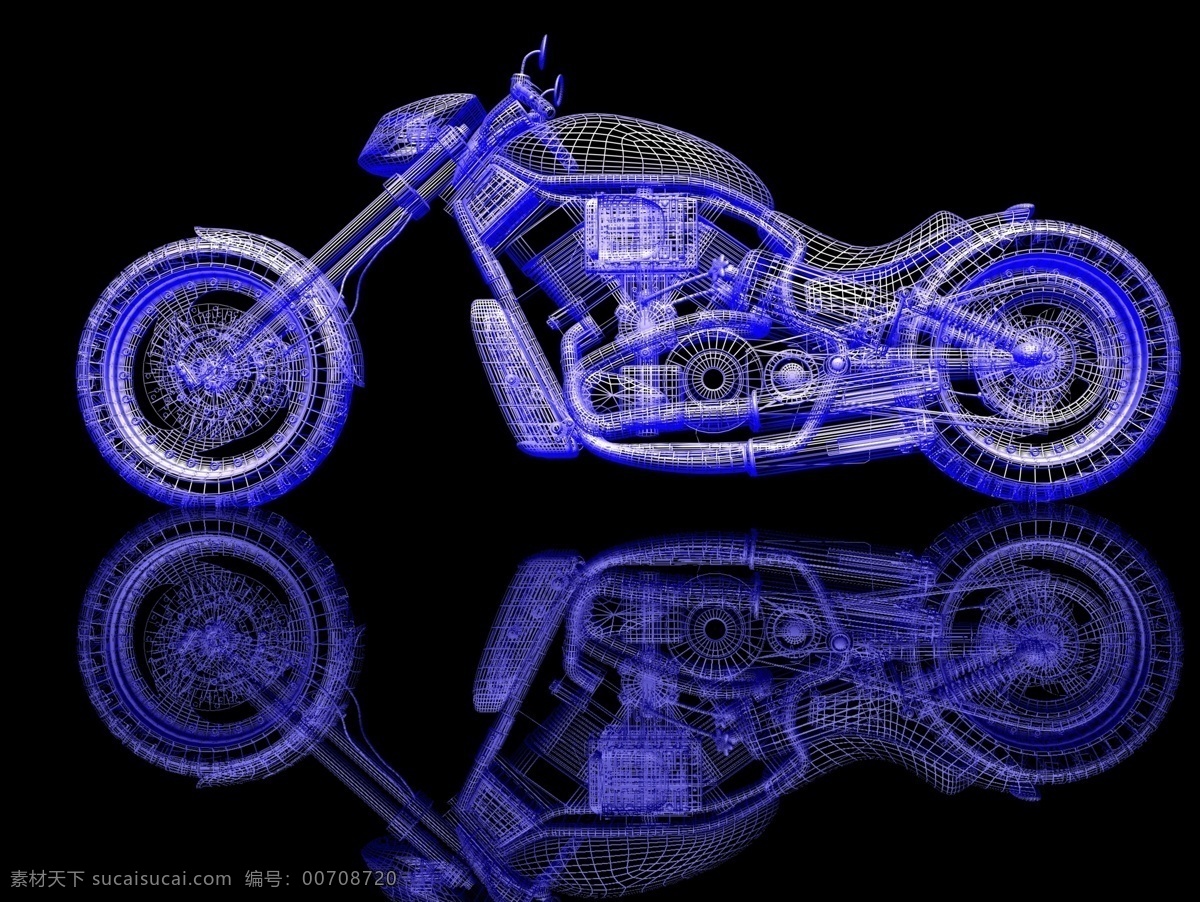 蓝色 科技 摩托车 3d摩托车 立体摩托车 赛车 动感摩托车 机车 交通工具 其他类别 现代科技