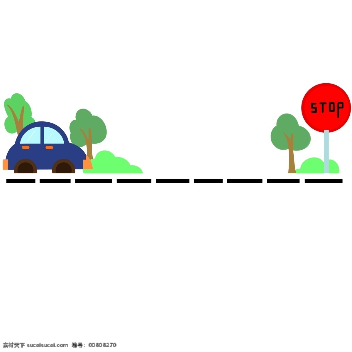 小汽车 分割线 插画 车子分割线 红色 牌子 绿色植物 分割线插画 小汽车分割线 植物