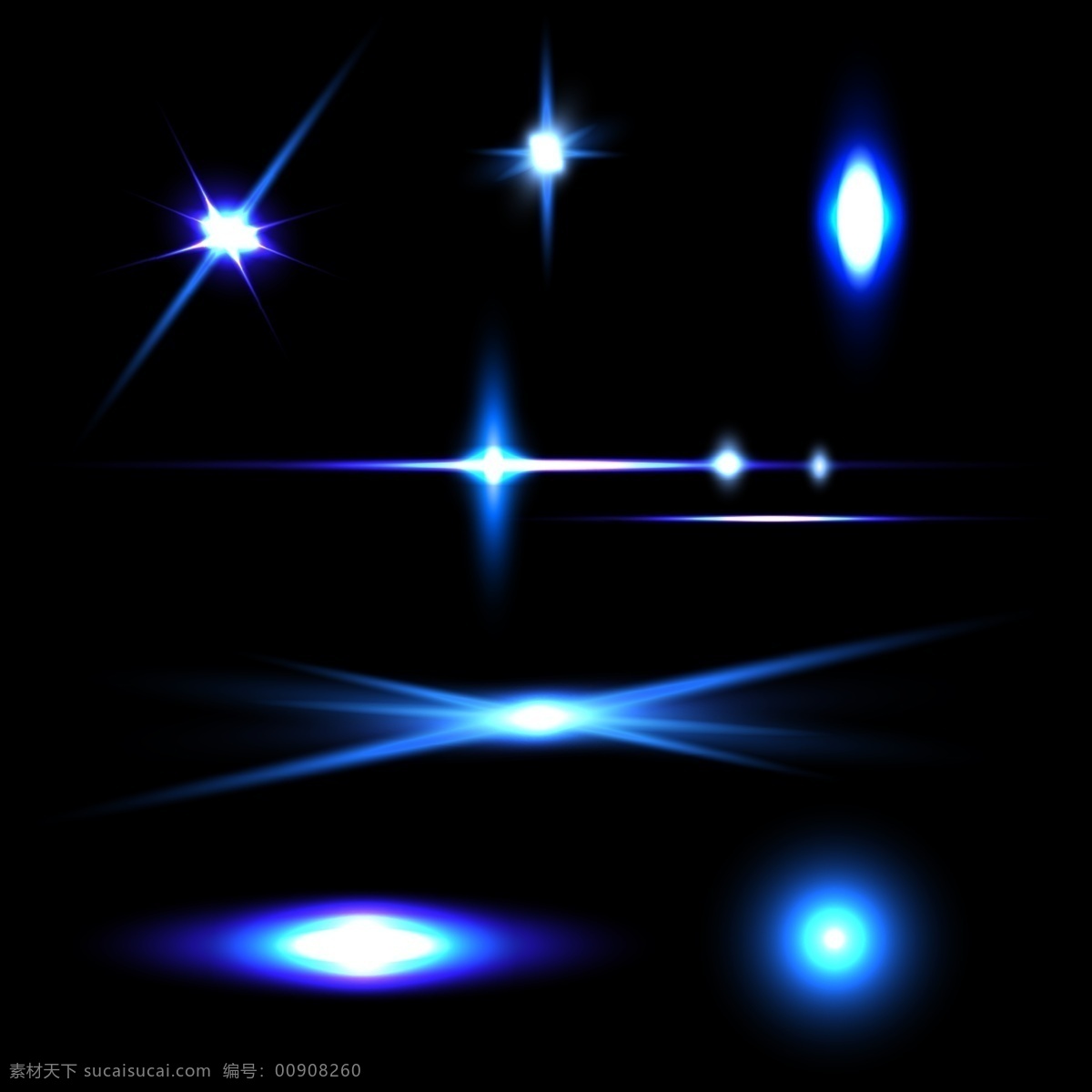 光效 光线 元素 eps格式 光点 光芒 蓝色 梦幻星光 闪光 炫光 精美 矢量 矢量图