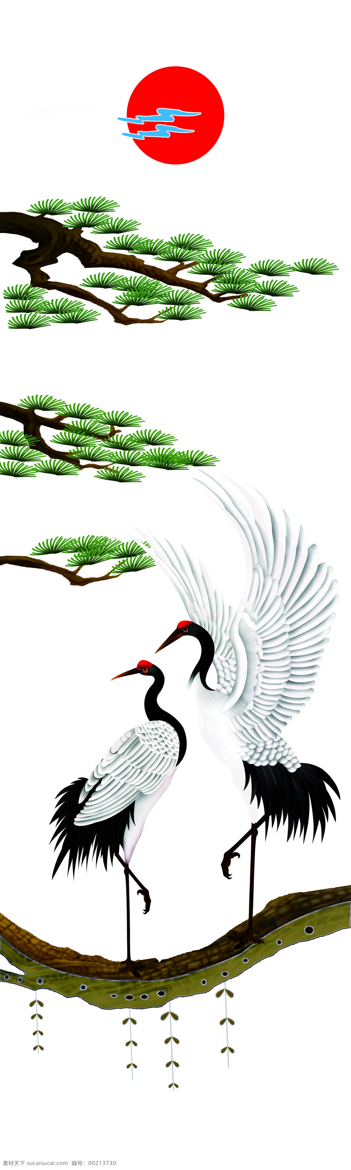 平开门 移门 仙鹤 白鹤 迎客松 太阳 移门图案 底纹边框