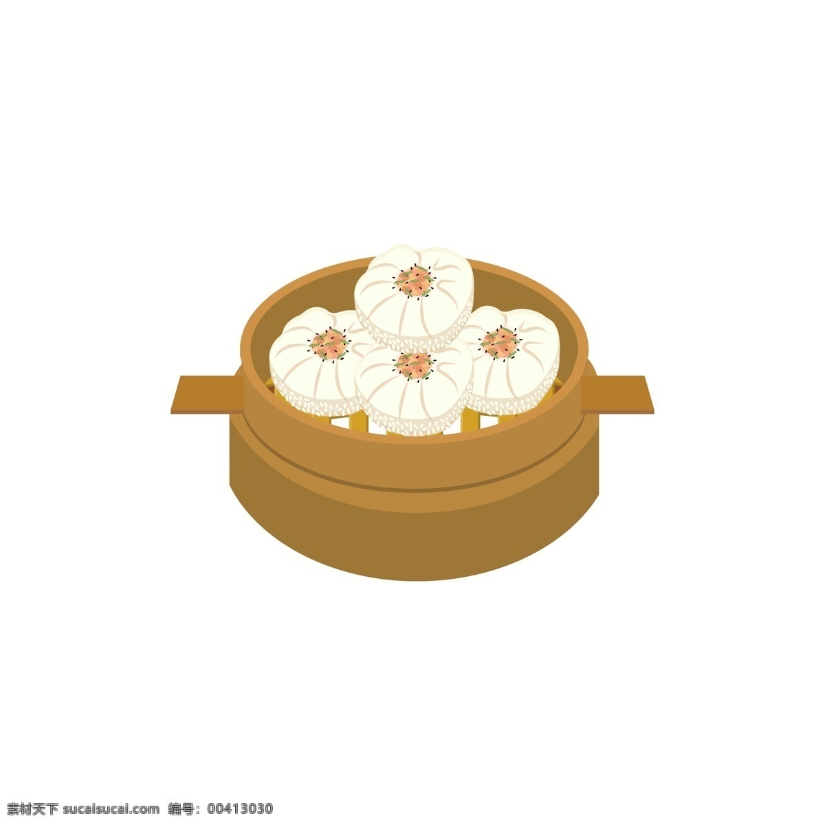 手绘 矢量 扁平 蒸笼 生 煎 包 生煎包 竹笼 包子 煎煮 芝麻 葱 可爱 小清新 美食 食物 面食