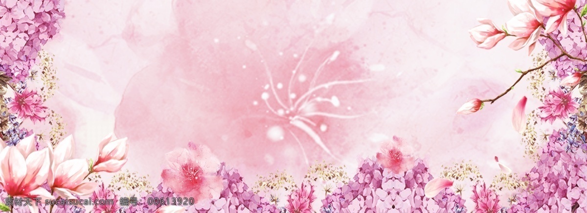 梦幻 春季 繁花 盛开 边框 电商 淘宝 背景 春天 春暖花开 粉色 春季上新 美妆春光节 化妆品 护肤 女装