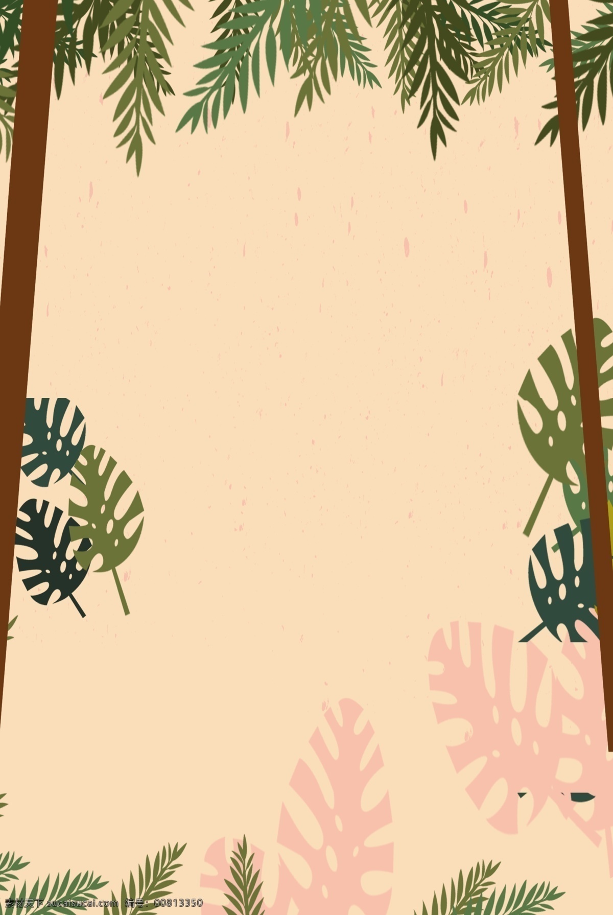 文艺 清新 植物 简约 卡通 背景 叶子 棕榈树 棕榈树叶
