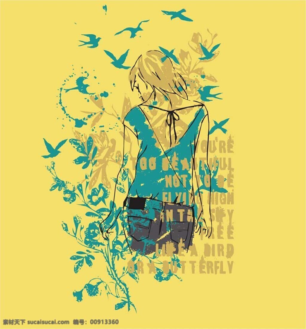 印花 矢量图 动物 服装图案 女人 人物 文字 印花矢量图 面料图库 服装设计 图案花型