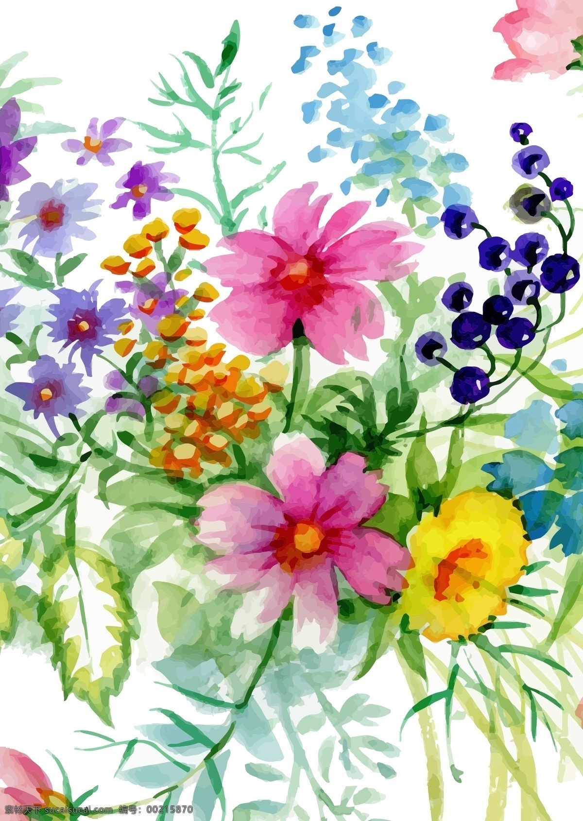 卡通手绘花卉 植物 唯美 浪漫 手绘 花朵 花卉