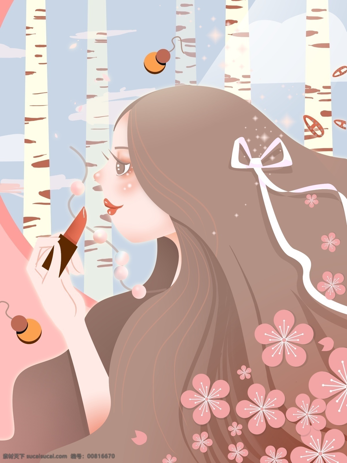 春暖花开 桃花 出行 季 月 日历 春天 化妆 美妆 桃花开 4月