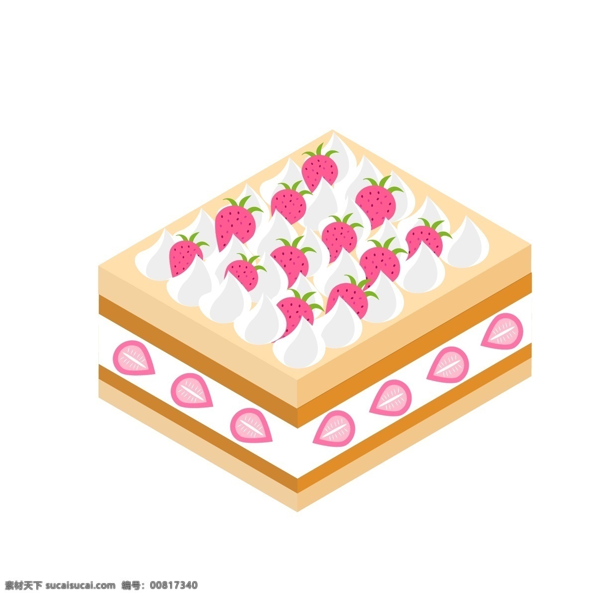 手绘 d 食物 蛋糕 甜点 商用 元素 甜品 图标 小清新 草莓 2.5d