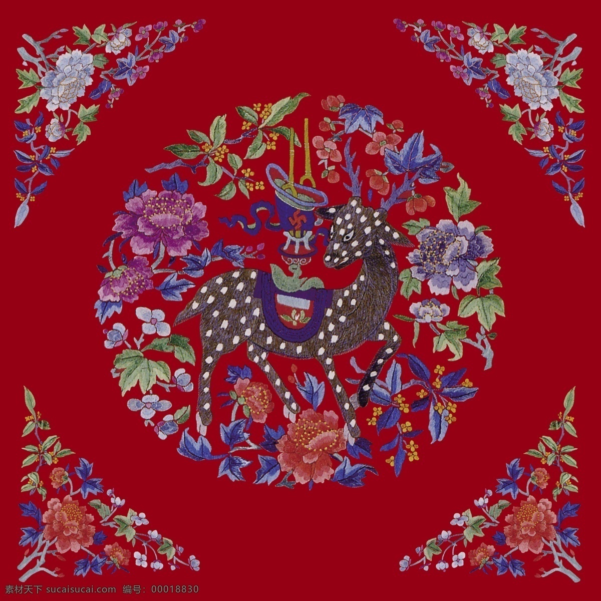 传统元素 吉祥图案 花鸟图 刺绣 花鸟 中国元素2 文化艺术 传统文化