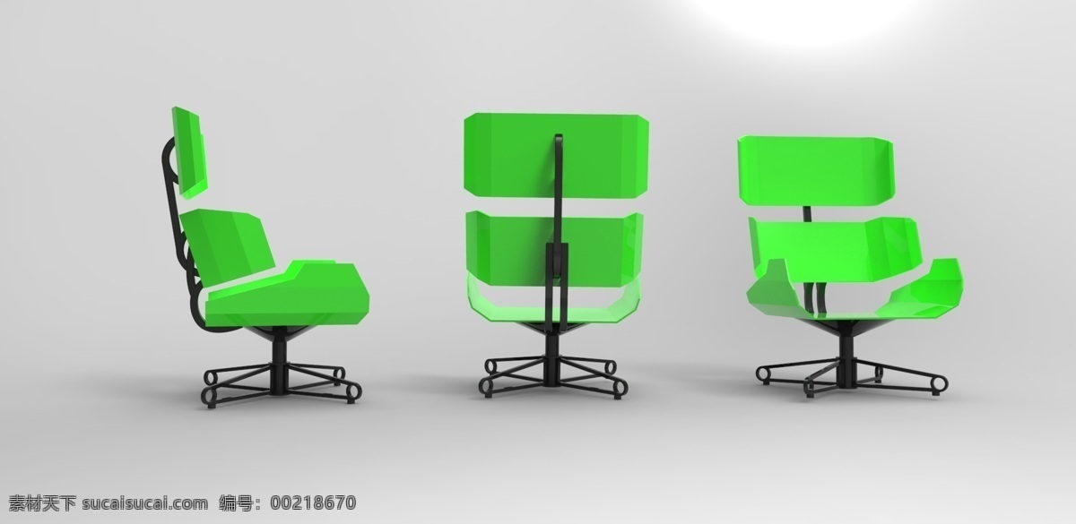角度 椅子 工业 公司 黑色 绿色 3d模型素材 其他3d模型