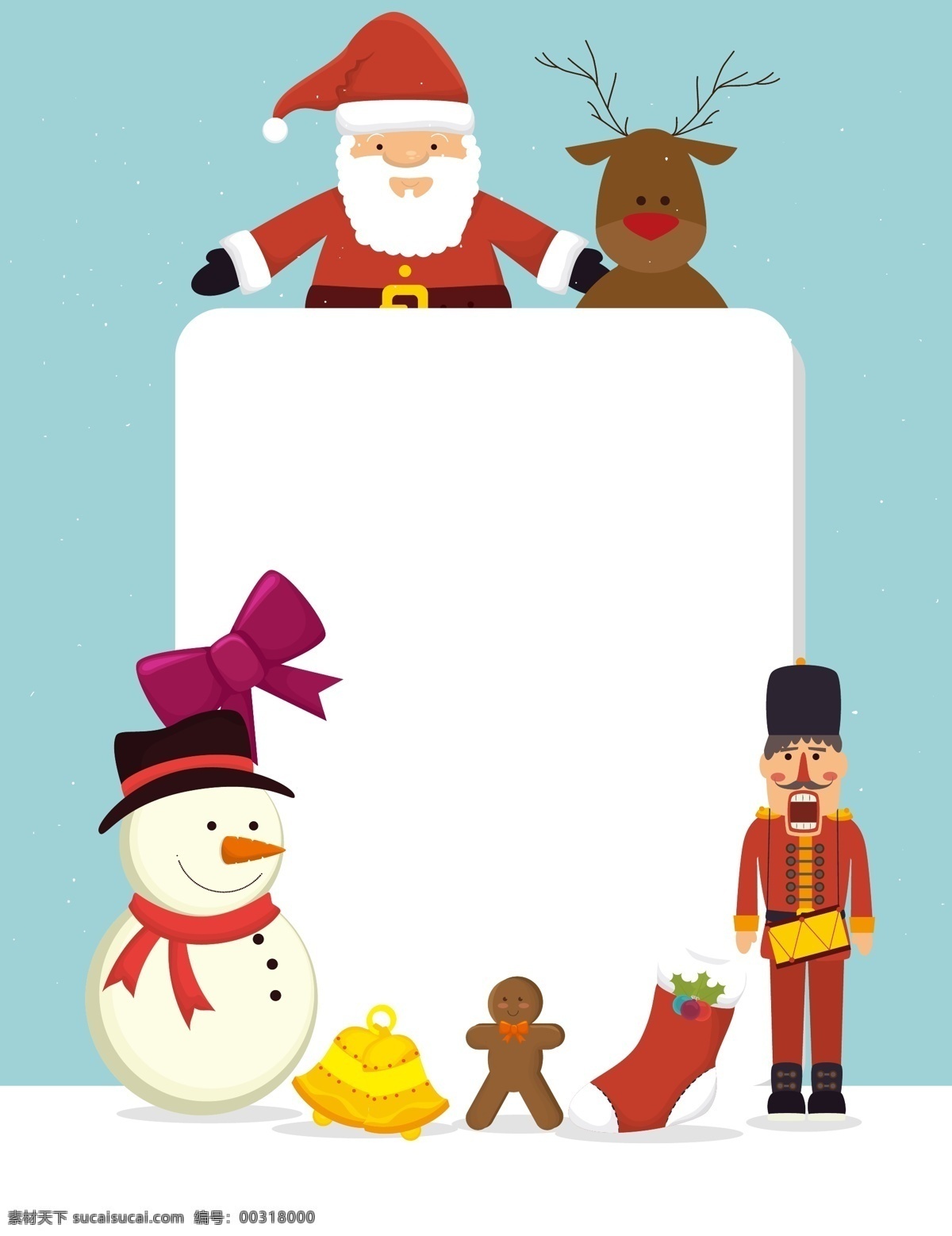 矢量 圣诞节 礼物 立体 白纸 板 背景 白纸板 扁平化 卡通 麋鹿 圣诞老人 手绘 童趣 雪人