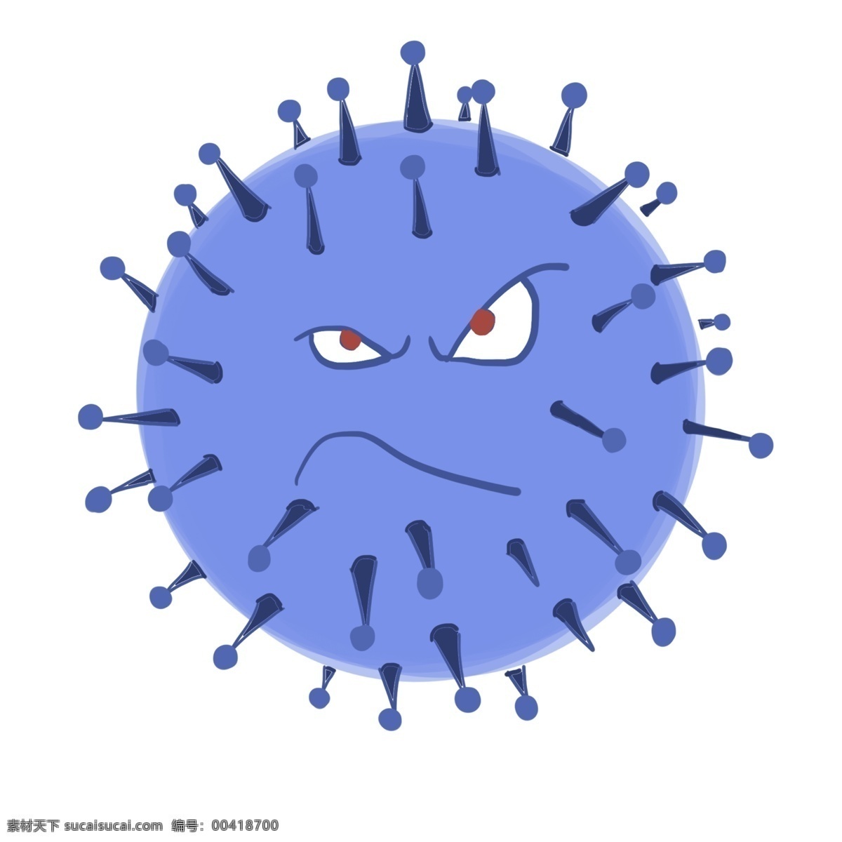 蓝色 细菌 卡通 插画 蓝色的细菌 卡通插画 细菌插画 病菌 细胞膜 细胞质 细胞壁 单细胞生物