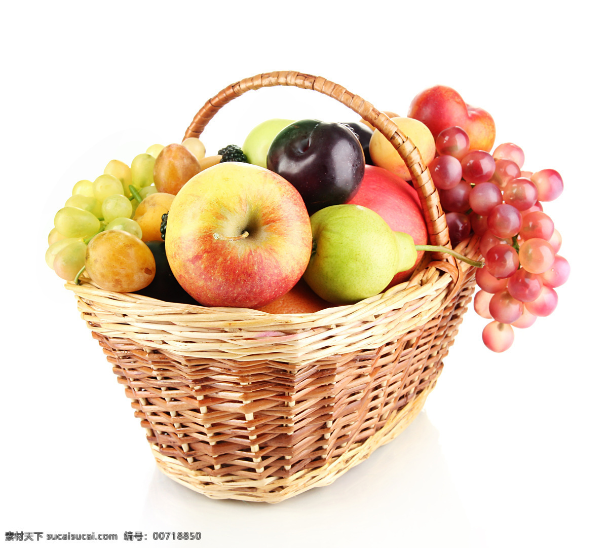 篮子 里面 新鲜 水果 苹果 梨子 葡萄 果实 果子 新鲜水果 水果背景 水果图片 餐饮美食