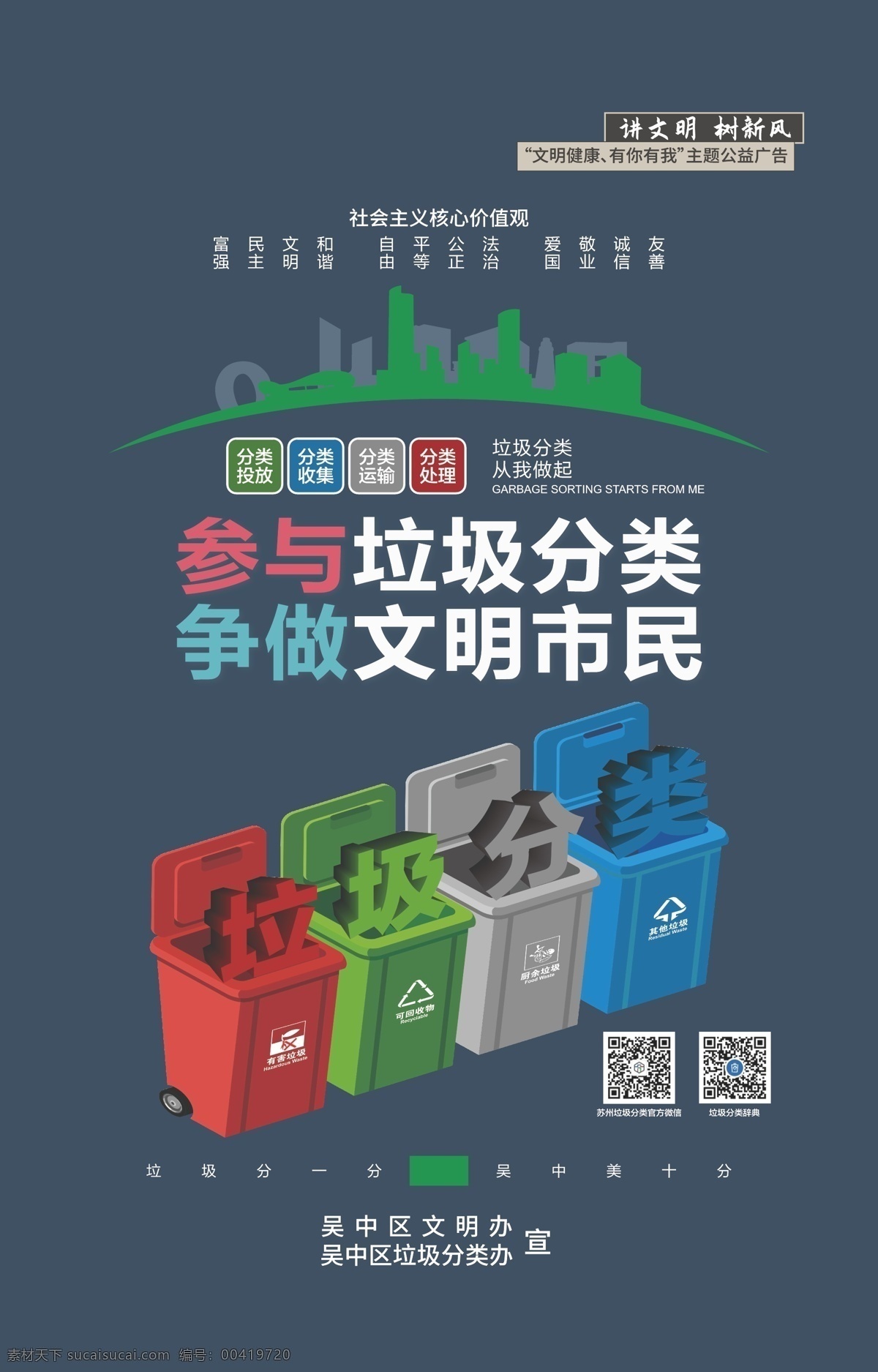 吴中区 垃圾 分类 吴中垃圾分类 垃圾分类 垃圾分类海报 垃圾分类宣传 垃圾分类设计