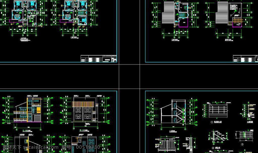 cad 别墅 公馆 环境设计 建筑设计 立面图 平面图 剖面图 施工图 室内设计 小住 宅 全套 dwg 图纸 装修 装饰 私宅 别业 别墅图纸大全 源文件 cad素材 室内图纸