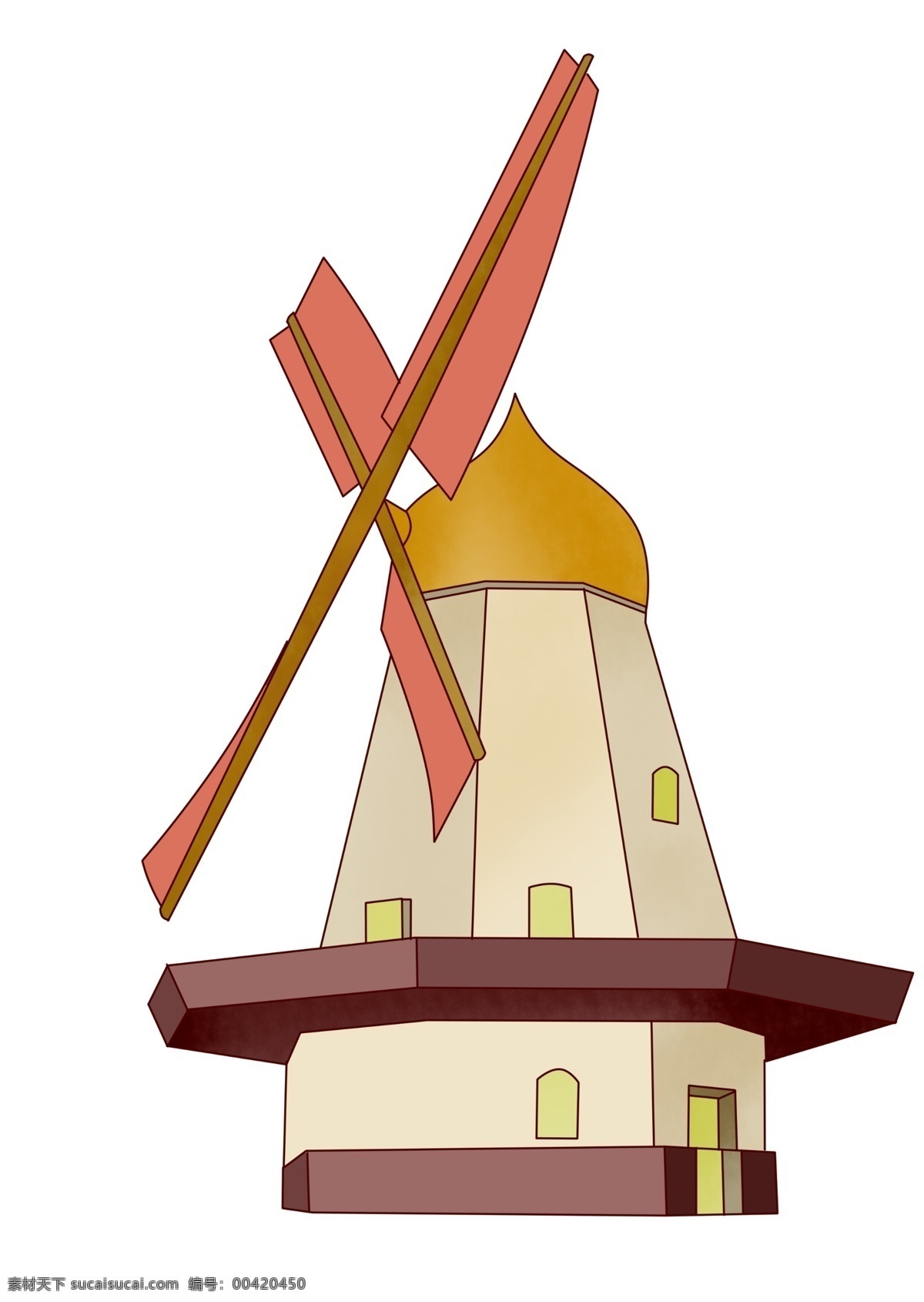 木质 风车 装饰 插画 黄红色的风车 漂亮的风车 创意风车 立体风车 精美风车 卡通风车 风车插画