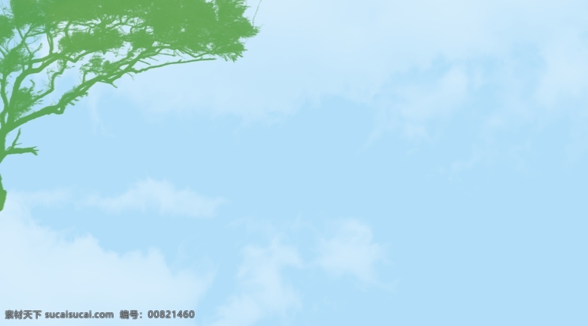 唯美 手绘 蓝天 白云 插画 背景 蓝天白云 绿树 卡通背景 插画背景 通用背景