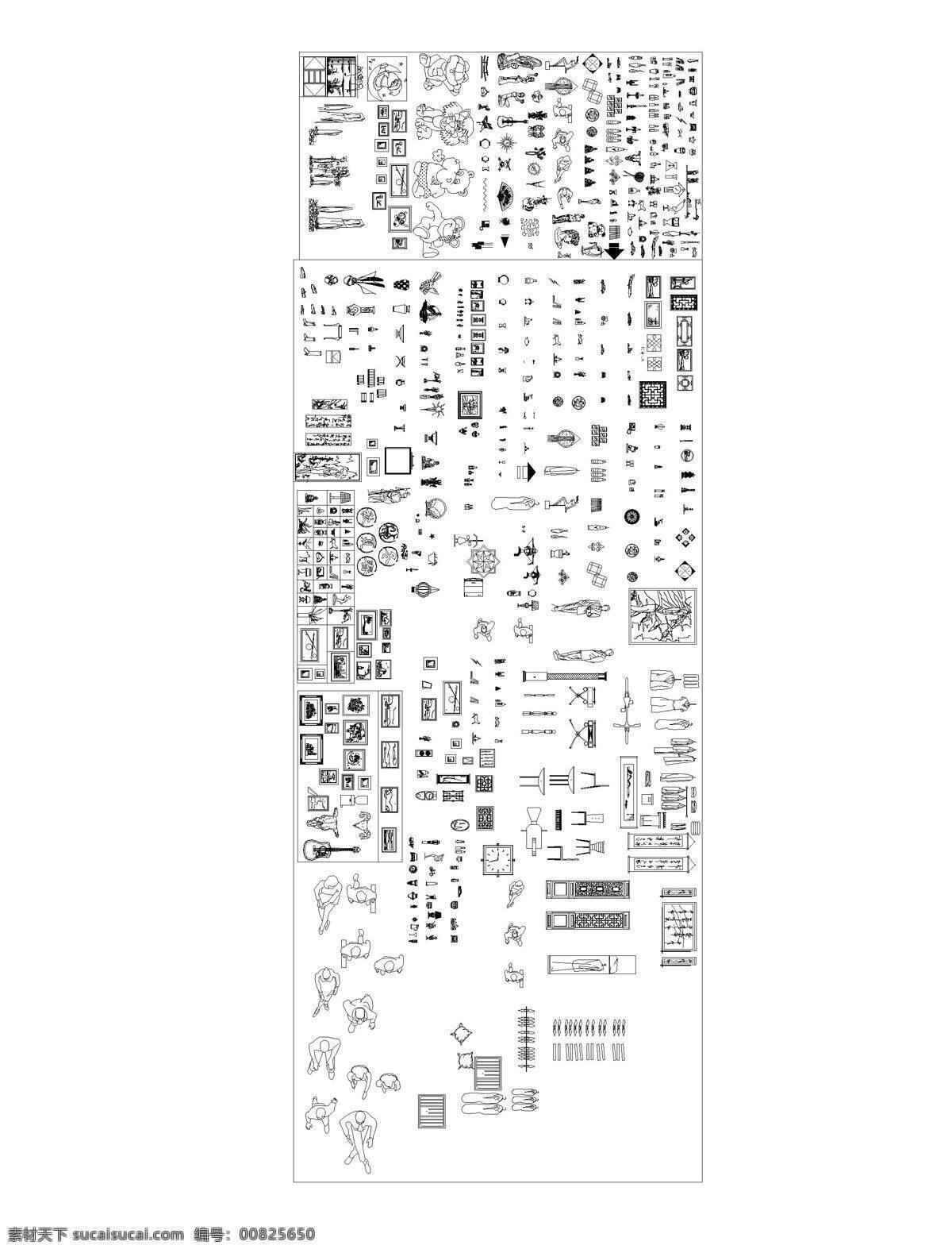 各种 家装 工装 装饰品 通用 陈设品 挂饰 摆饰 cad cad素材 商场模特素材