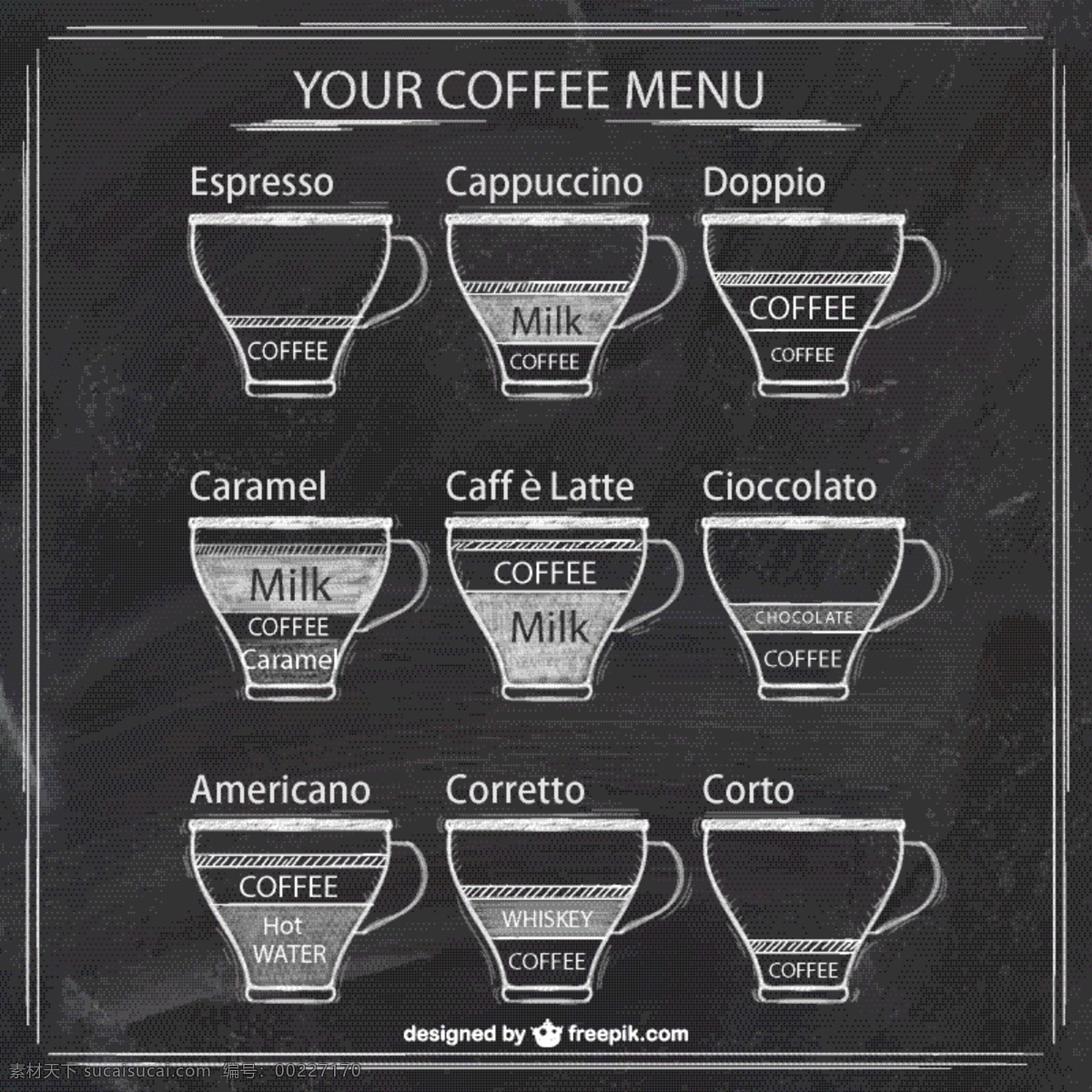 黑板 上菜 单 咖啡 菜单 饮料 绘画 插图 抽纱 卡布奇诺 杯子 手绘 图标 高清 源文件