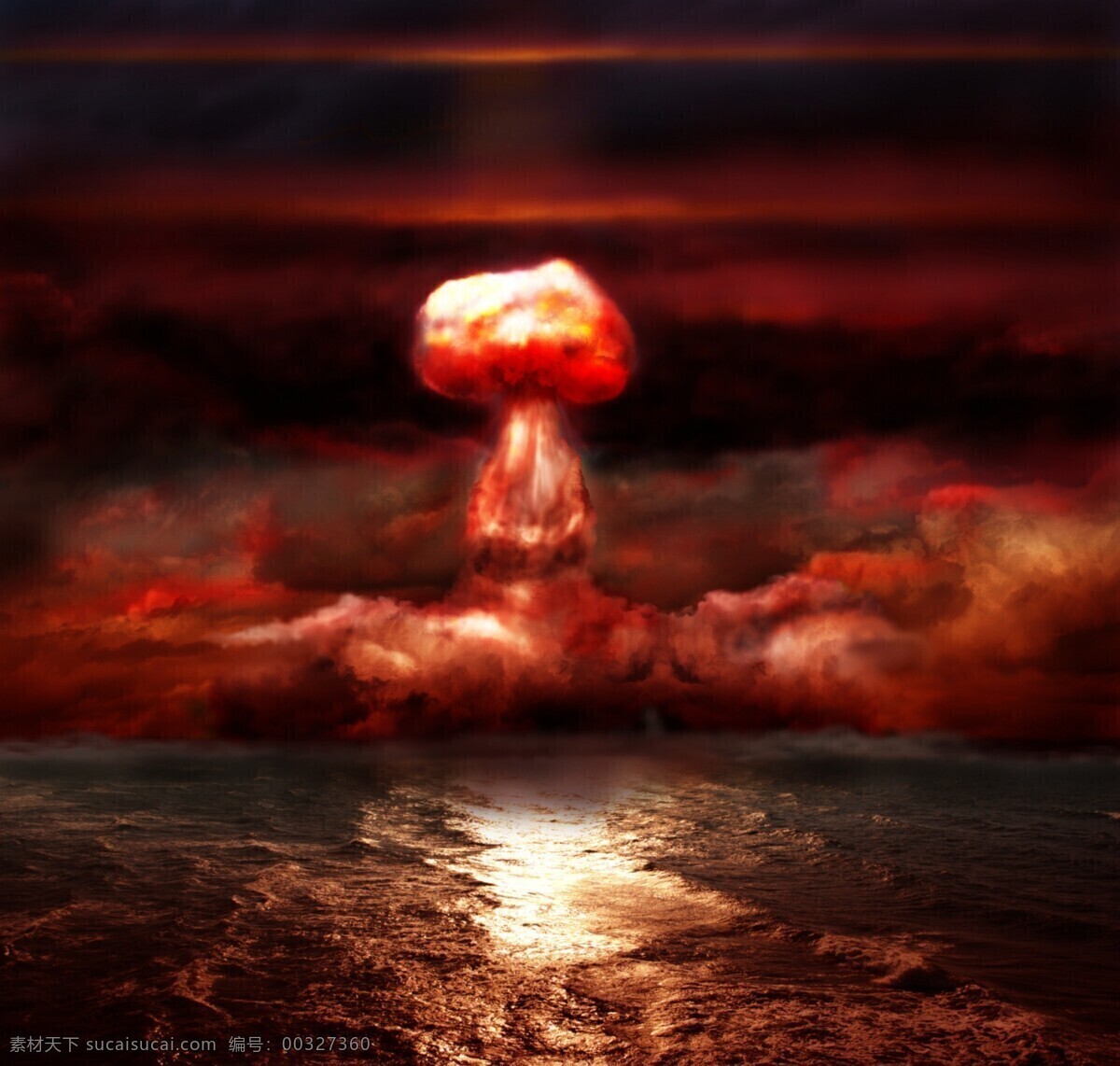 海面 原子弹 爆炸 原子弹爆炸 大海 海洋 炸弹 核武器 核爆炸 蘑菇云 其他类别 生活百科