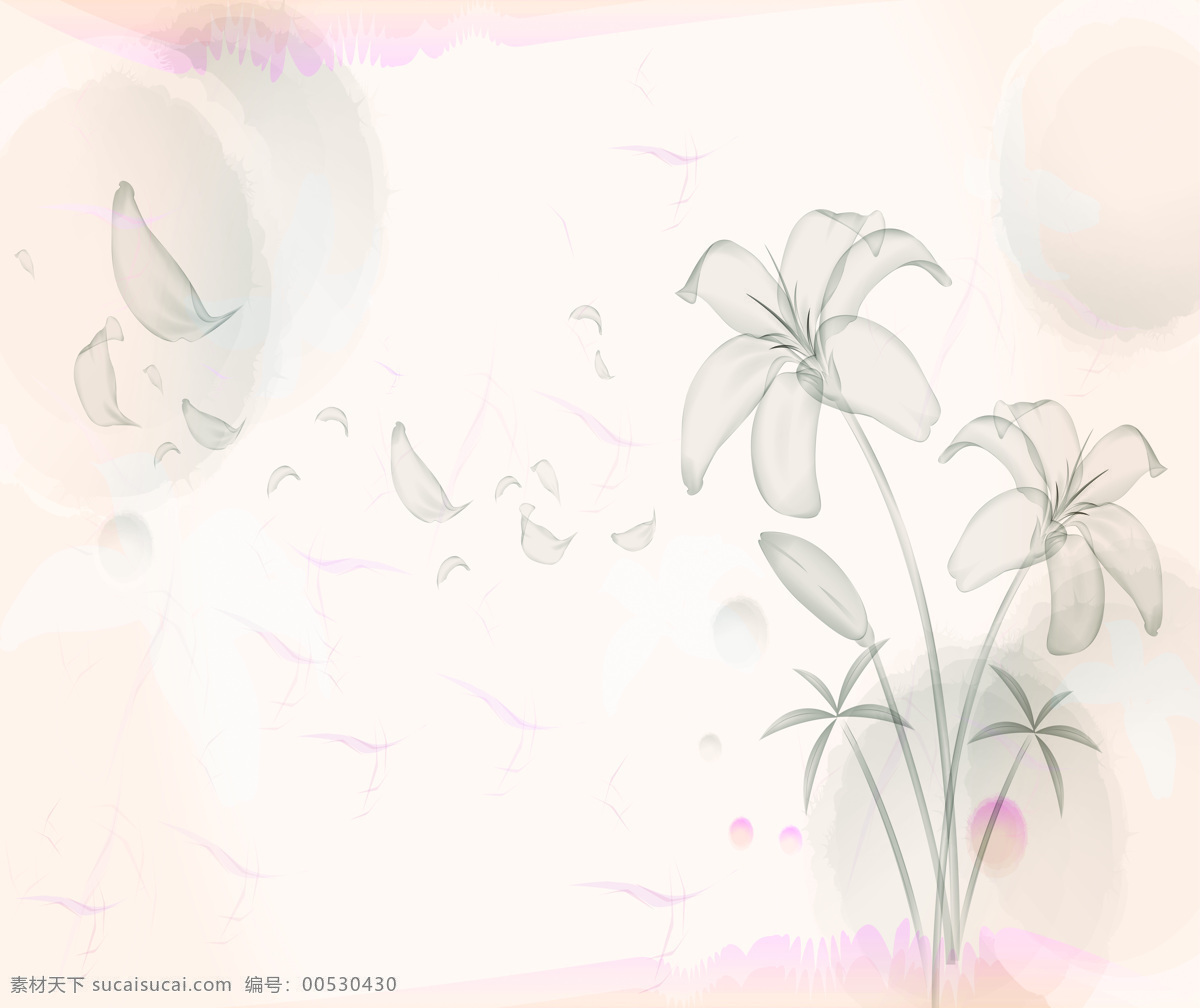 幻彩 飘逸 百合 花瓣 清新背景 索亚移门 幻彩飘逸 淡雅花色 家居装饰素材