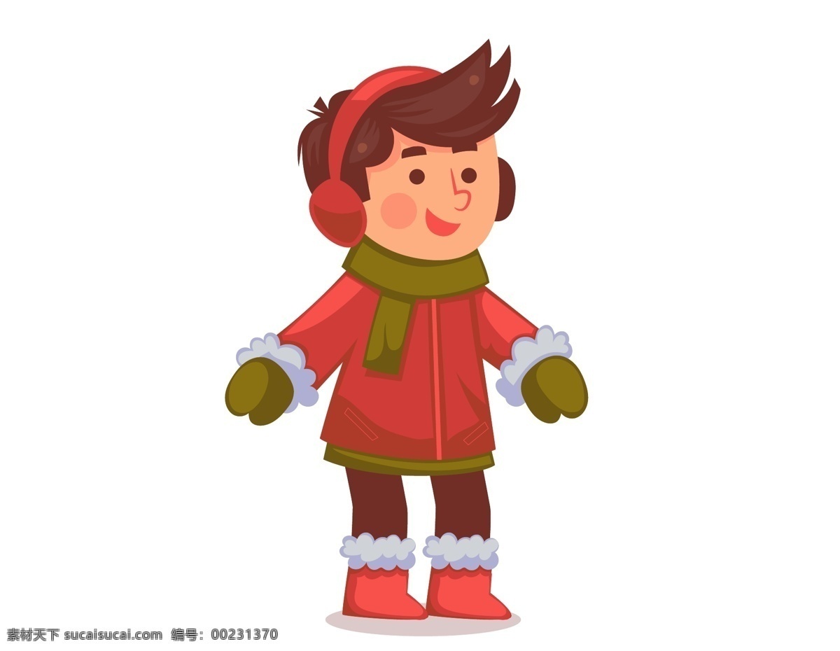 卡通 冬季 棉服 元素 温暖 保暖 围巾 手绘 儿童 手套 棉衣 ai元素 矢量元素