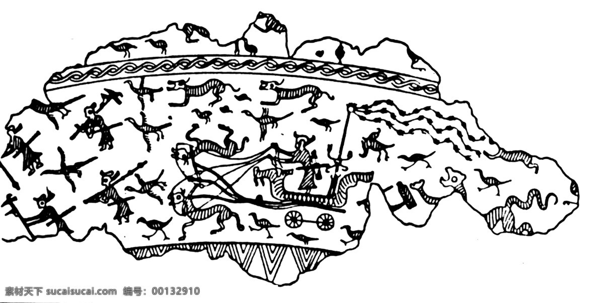 原始图案 装饰 纹样 装饰纹样 设计素材 岩石壁画 装饰图案 书画美术 白色