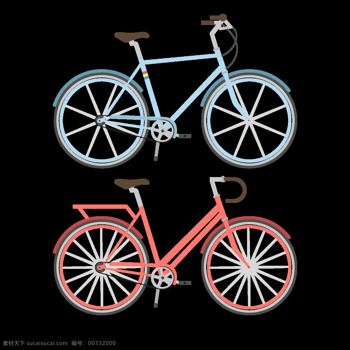 两 种 自行车 插画 免 抠 透明 图 层 共享单车 女式单车 男式单车 电动车 绿色低碳 绿色环保 环保电动车 健身单车 摩拜 ofo单车 小蓝单车 双人单车 多人单车