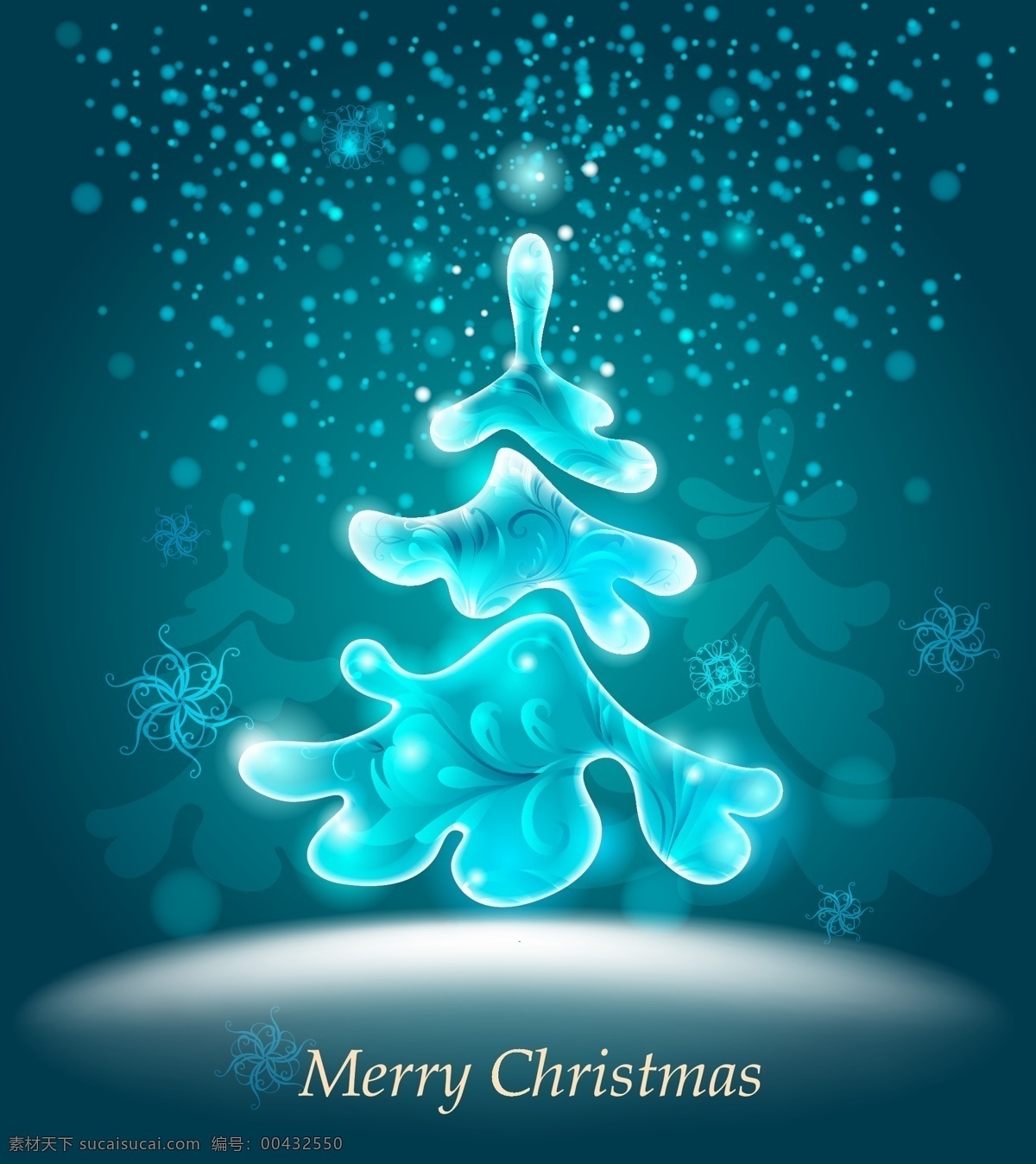 冰 蓝色 圣诞树 矢量 材料 节日 圣诞 圣诞快乐 树 雪花 冰冷的 向量 矢量图 其他节日