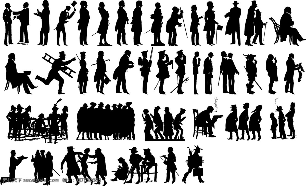 人物素材 人物剪影 人物 世纪 白色