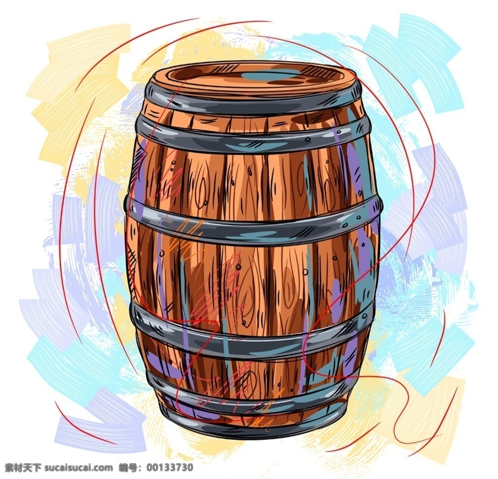 酒桶 水酒 桶 图形 彩画