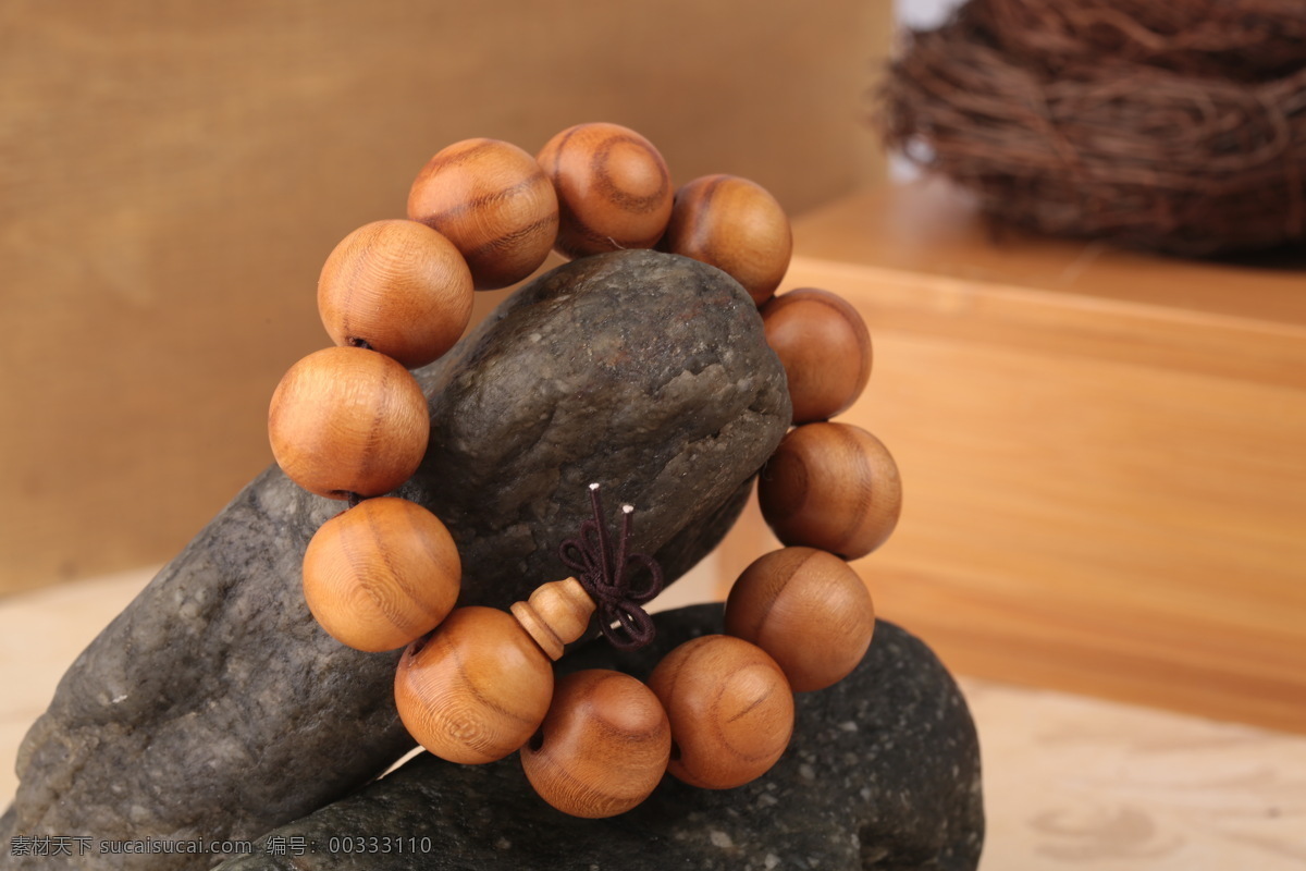 木质佛珠手链 木珠子 手链 挂件 佛珠 手串 木珠 文化艺术 传统文化
